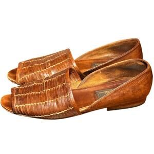 Vintage Sesto Meucci Florence Brown Woven Leather Huarache Sandals Womens Size 8